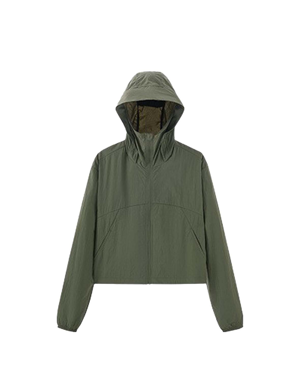 Women's Short Black Sun Protection Jacket with Cap Brim-6010-2